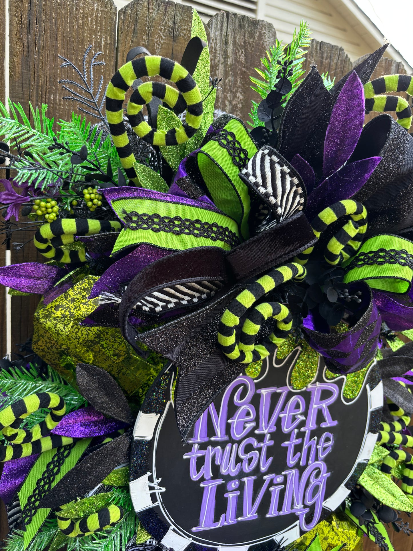 “Never Trust the Living” Halloween Door Swag