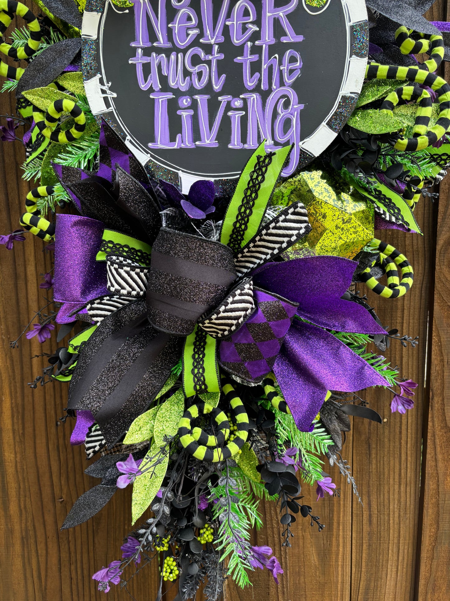 “Never Trust the Living” Halloween Door Swag