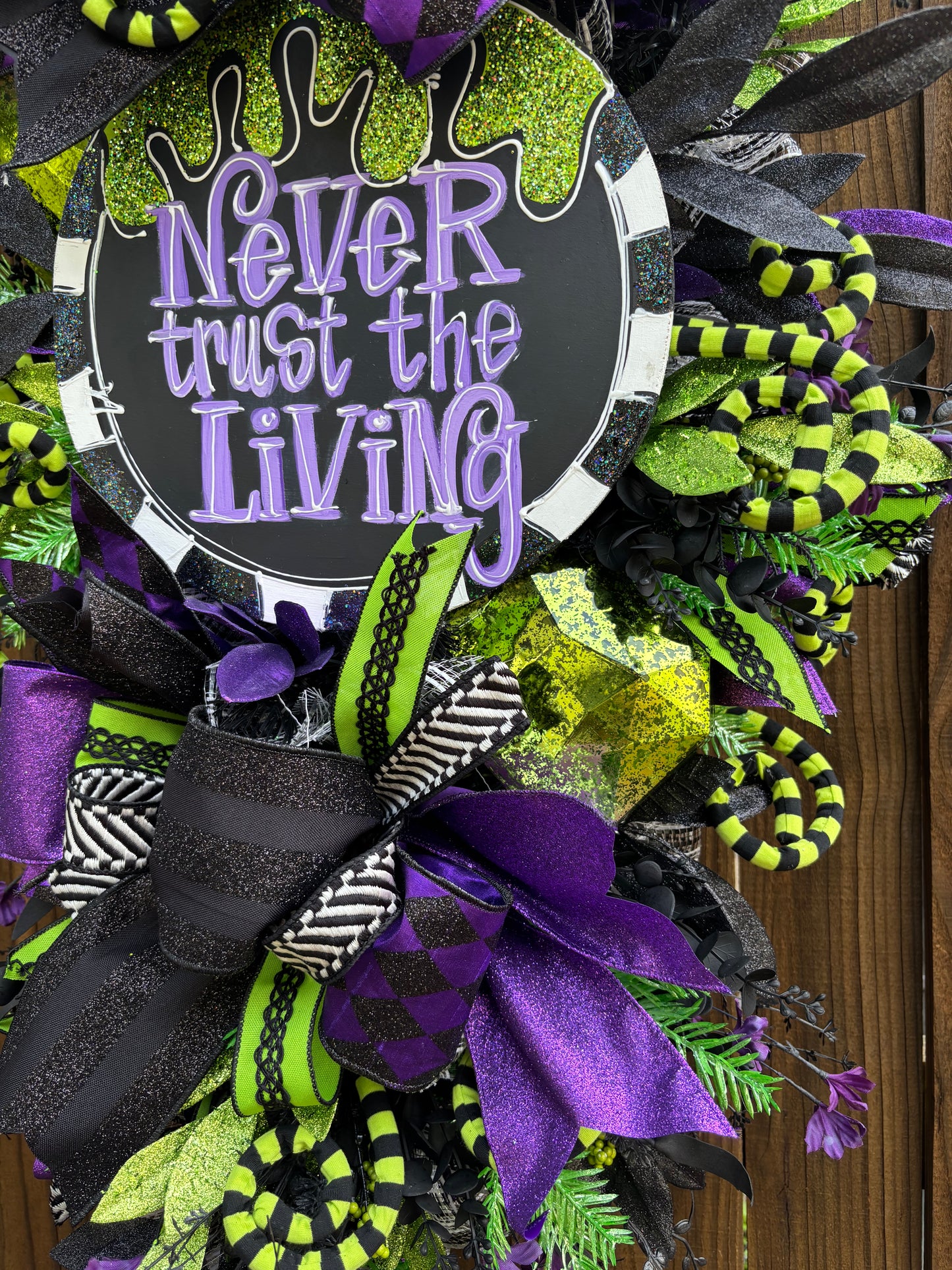 “Never Trust the Living” Halloween Door Swag